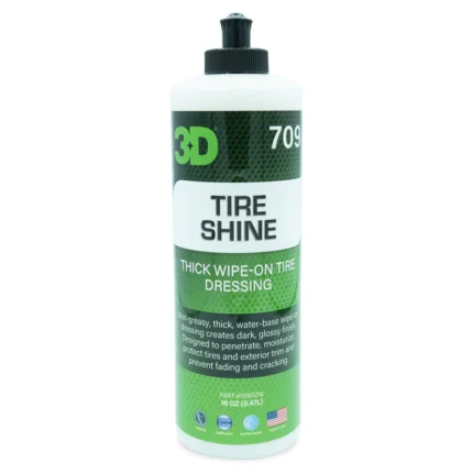 alt="3D tyre or tire shine and trim dressing protectant bottle 16oz 473ml"