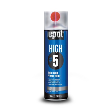 alt="UPOL #5 High Build Primer Filler Grey Aerosol spray can 450ml"