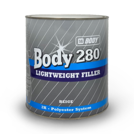 alt="HB Body 280 Lightweight Filler 2K Polyester Beige 3L with hardener and spreader"