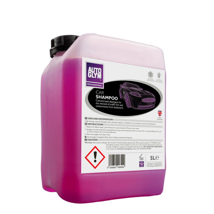 alt="Autoglym shampoo for car wash professional and trade use with a pleasant smell high foaming to remove traffic film and dirt size 5l"