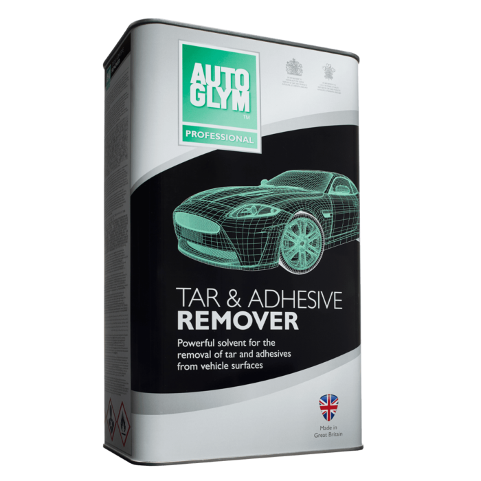 alt="trade size 5l tin of autoglym tar and adhesives remover for wax oil grease gum and others"