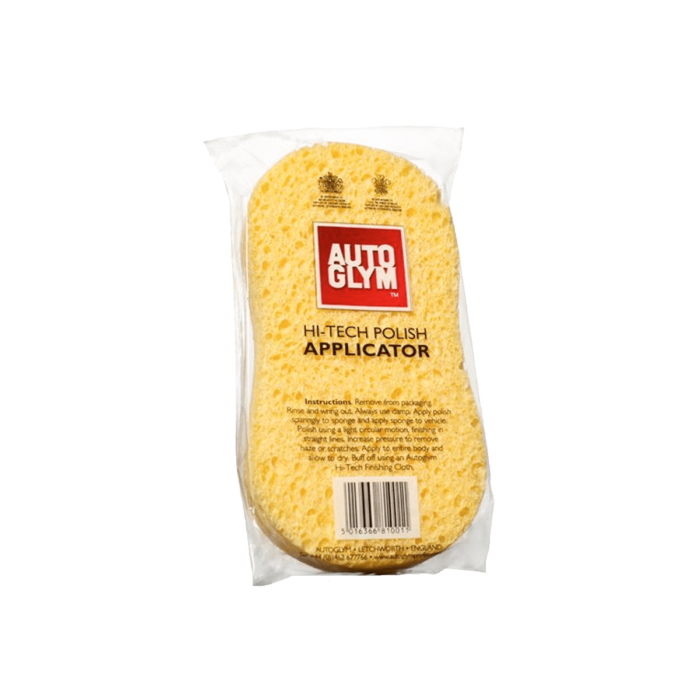 alt="yellow sponge hi-tech polish applicator autoglym for polishes and dressings"