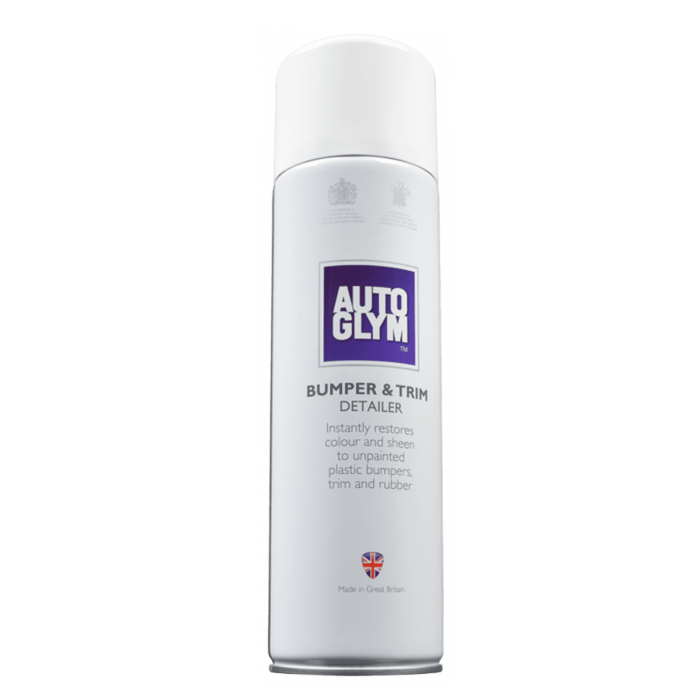 alt="Autoglym bumper snd trim detailer dressing restores colour and sheen to unpainted plastic bumpers, trim and rubber aerosol 450ml"