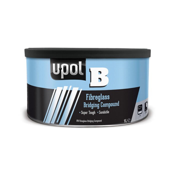 alt="UPOL B glass fibre fibreglass tin of Bridging compound filler for car day repairs 1L"