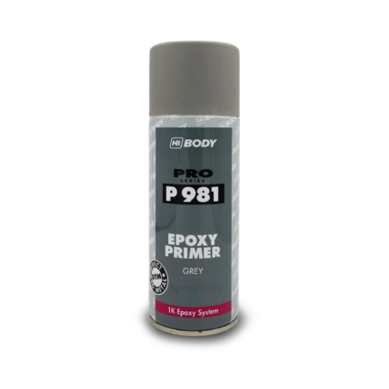 alt="HB Body P 981 1K Epoxy Primer Grey 400ml aerosol spray can"