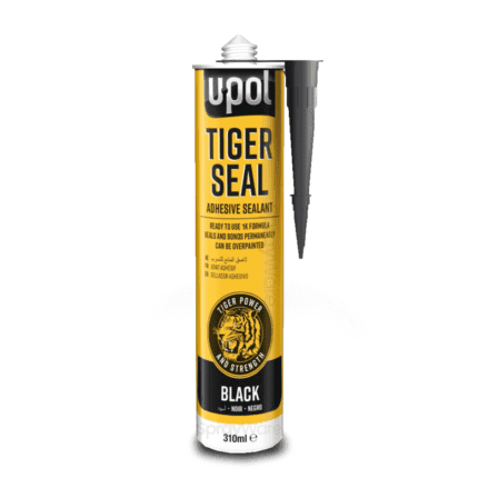 alt="UPOL Tiger Seal PU adhesive sealant in colour black nozzle 310ml cartridge"