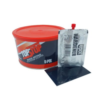 alt="UPOL Top Stop Red Lid Polyester Body Filler 750ml tin including 1 hardener and spreader"