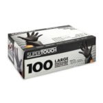 alt="Supertouch PG-901 Box of Nitrile Disposable Black Gloves 100PK PPE"