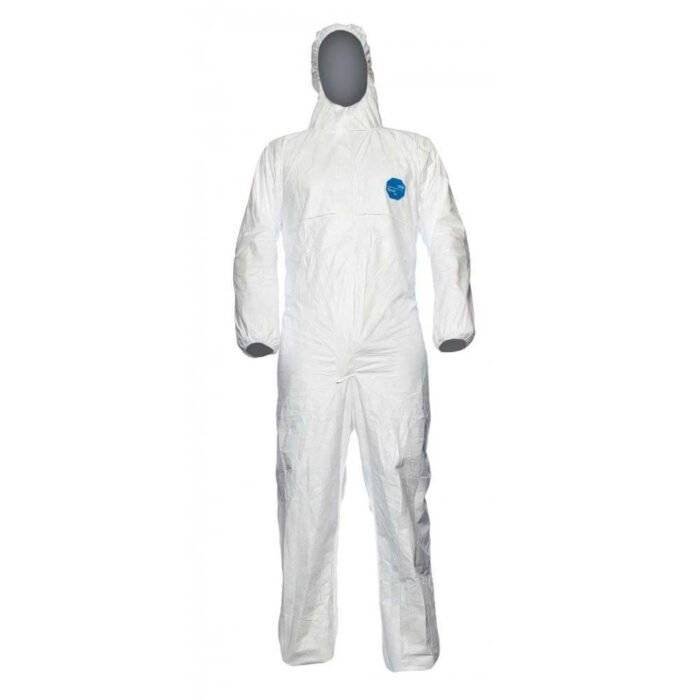 alt="Tyvek 500 XPert White Overalls Coveralls DuPont Disposable Elastic Fit PPE with Hood"