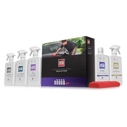 alt="Autoglym Bodywork & Wheels Luxury Car Cleaning Kit Gift with sprays and cloth"