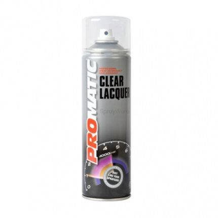 alt="Promatic Clear Lacquer Spray Paint Aerosol 500ml fast drying"