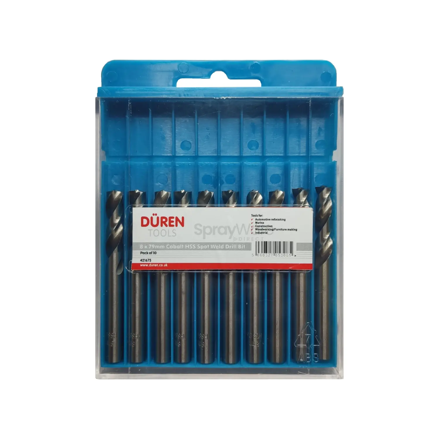 alt="Duren Tools fast mover 8mm Spot Weld Drill Bits in blue case 421675 10PC"