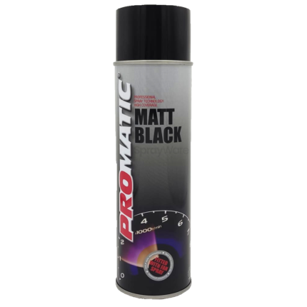 alt="Promatic ProXL Matt Black Aerosol Topcoat Spray can 500ml fast dry"