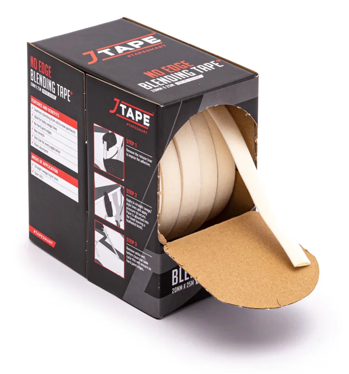 alt="J Tape No Edge Blending Tape Plus 20mm x 25m in dispenser box"