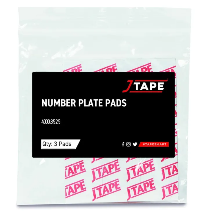 alt="J Tape Number Plate Pads 85mm x 25mm 3pcs double sided pads"