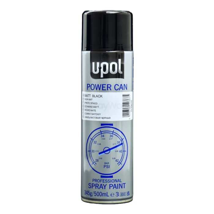 alt="UPOL Power Can Matt Black Topcoat Aerosol Spray can 500ml"