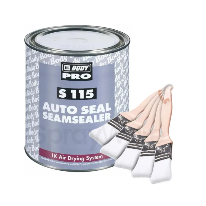 alt="HB Body S115 Seam Sealer 1L + pack of 5 Seam Sealer Auto Sealant Brushes wooden handles"