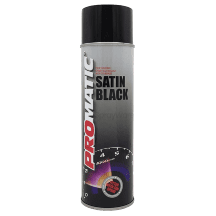 alt="Promatic ProXL Satin Black Aerosol Topcoat Spray 500ml fast drying"