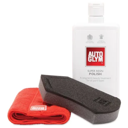 alt="Autoglym Super Resin Kit Polish For Car Minor Scuffs Scratches with applicator and cloth"